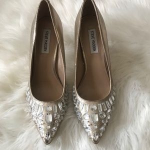 Steve Madden Jeweled Metallic Pumps